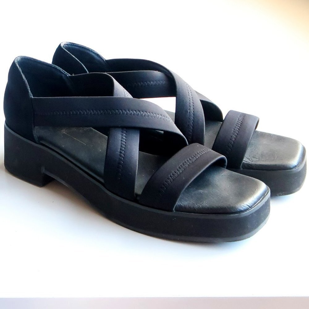INTENTIONALLY BLANK Black Platform Crisscross Sandals
